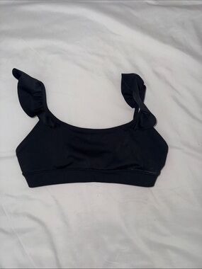 JO & JAX . Ruffle Strap Black Sports Bralette